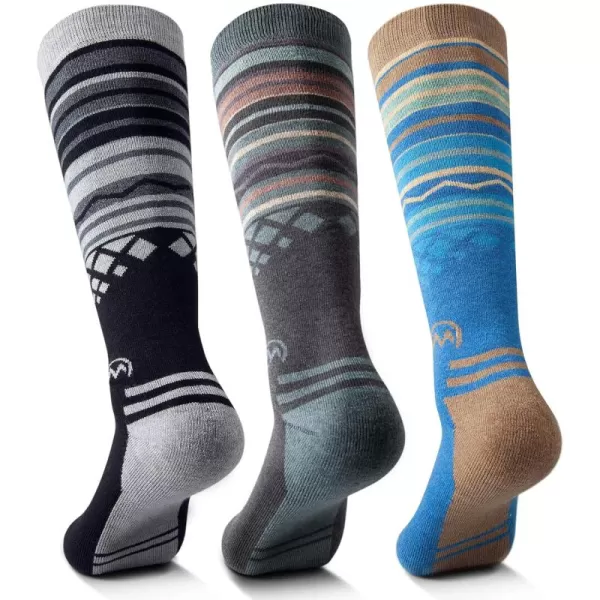 imageSki Socks 2Pack Merino Wool Over The Calf NonSlip Cuff for Men ampamp WomenBlackbluegrey