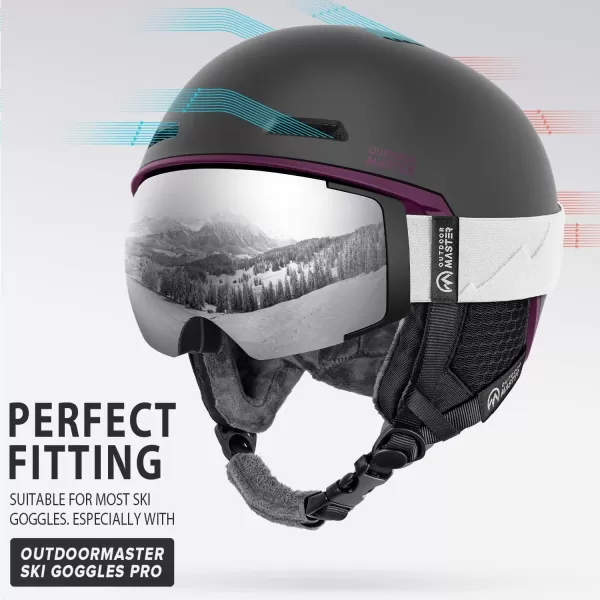 imageOutdoorMaster Diamond MIPS Ski Helmet  Snow Sport Helmet Snowboard Helmet for Men Women ampamp YouthPurple Silent Black