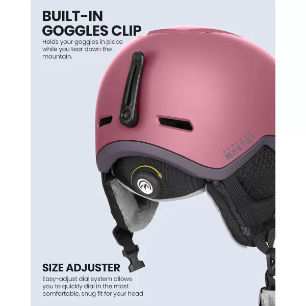 imageOutdoorMaster MIPS Ski Helmet Snowboard Helmet for Men Women ampamp Youth Snow Helmet with 8 Adjustable Vents PC Shell ampamp EPS Foam Snowboarding Helmet Dial Fit Snow Sport Helmet Certified Skiing HelmetMatte Pink