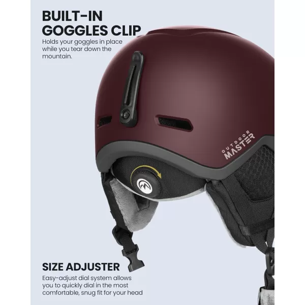 imageOutdoorMaster MIPS Ski Helmet Snowboard Helmet for Men Women ampamp Youth Snow Helmet with 8 Adjustable Vents PC Shell ampamp EPS Foam Snowboarding Helmet Dial Fit Snow Sport Helmet Certified Skiing HelmetMatte Burgundy