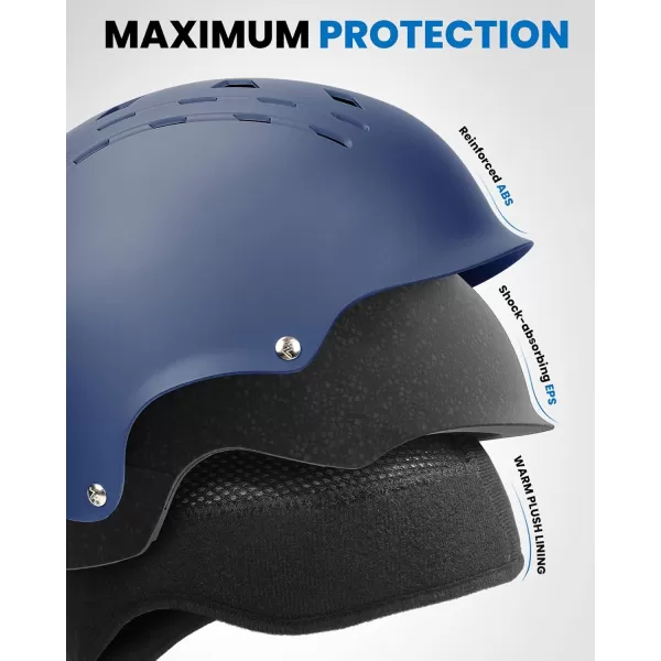 imageOutdoorMaster Ski Helmet  Takin SnowboardHelmet with Visor Adjustable Dial Fit 10 Vents  Durable ABS Shell ampamp ShockAbsorbing EPS Core  Snow Sport Helmet for Men Women ampamp YouthBlue