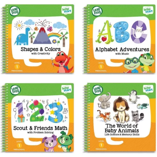 LeapFrog LeapStart Preschool 4in1 Activity Book Bundle with ABC Shapes amp Colors Math AnimalsLeapFrog LeapStart