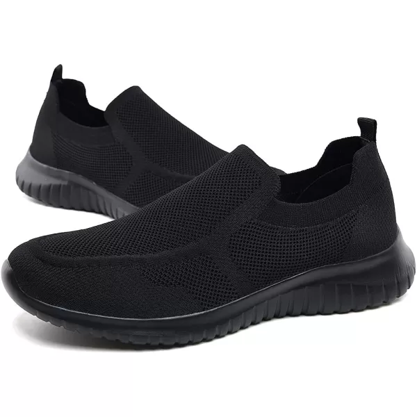 konhill Mens Breathable Tennis Shoes  Slip on Walking Casual Athletic Sneakers ShoesAAll Black