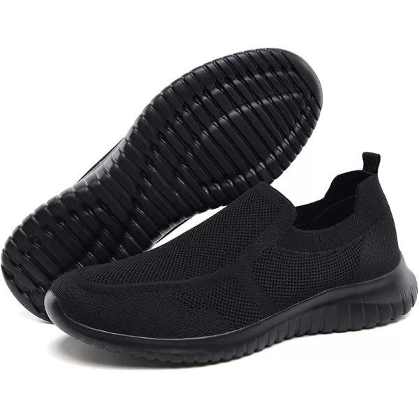 konhill Mens Breathable Tennis Shoes  Slip on Walking Casual Athletic Sneakers ShoesAAll Black