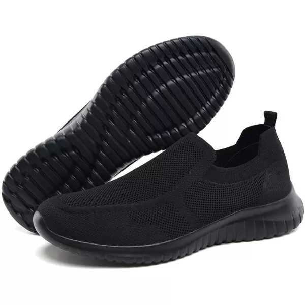 konhill Mens Breathable Tennis Shoes  Slip on Walking Casual Athletic Sneakers ShoesAAll Black