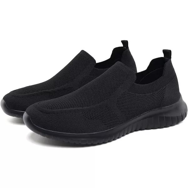 konhill Mens Breathable Tennis Shoes  Slip on Walking Casual Athletic Sneakers ShoesAAll Black