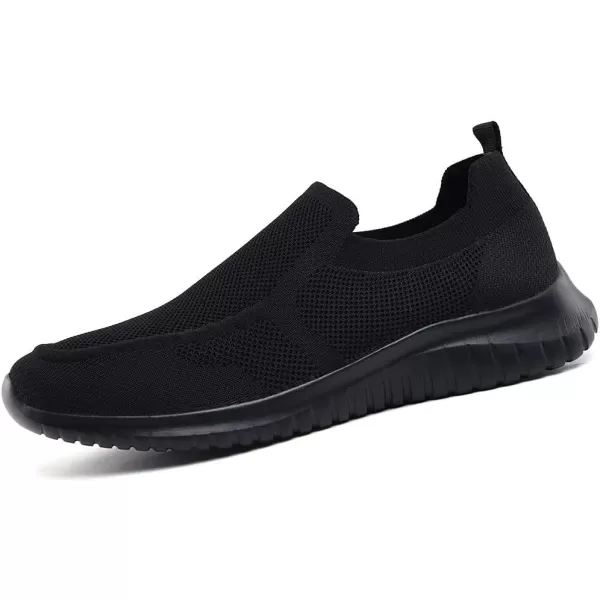 konhill Mens Breathable Tennis Shoes  Slip on Walking Casual Athletic Sneakers ShoesAAll Black