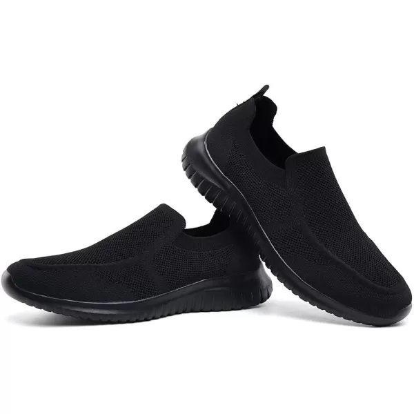 konhill Mens Breathable Tennis Shoes  Slip on Walking Casual Athletic Sneakers ShoesAAll Black