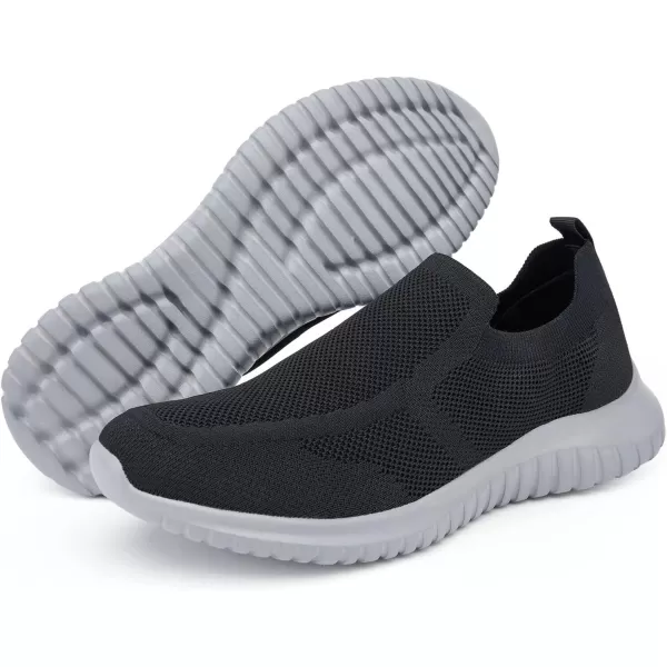 konhill Mens Breathable Tennis Shoes  Slip on Walking Casual Athletic Sneakers ShoesABlackGrey