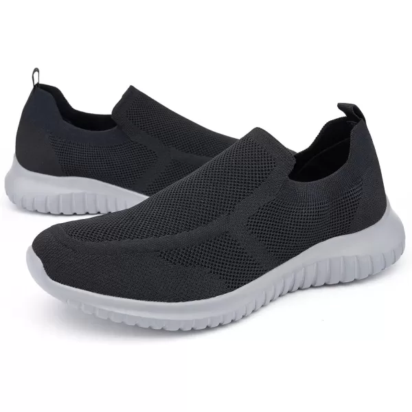 konhill Mens Breathable Tennis Shoes  Slip on Walking Casual Athletic Sneakers ShoesABlackGrey