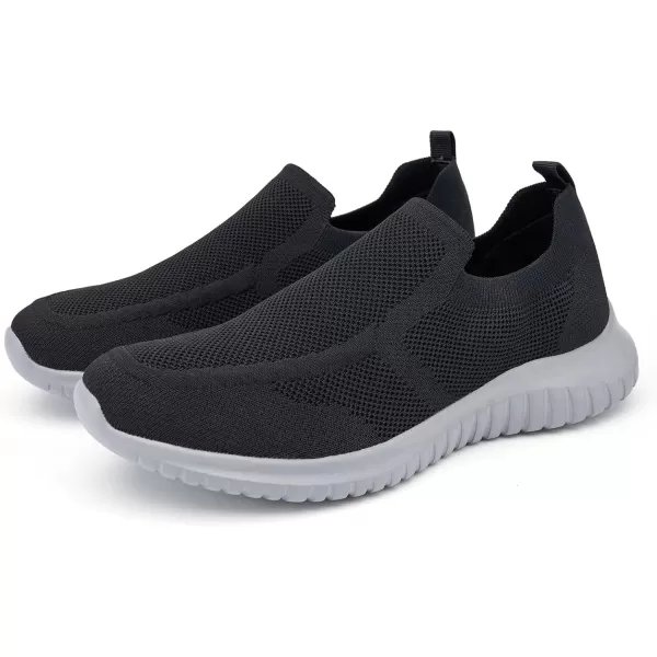 konhill Mens Breathable Tennis Shoes  Slip on Walking Casual Athletic Sneakers ShoesABlackGrey