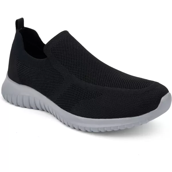 konhill Mens Breathable Tennis Shoes  Slip on Walking Casual Athletic Sneakers ShoesABlackGrey