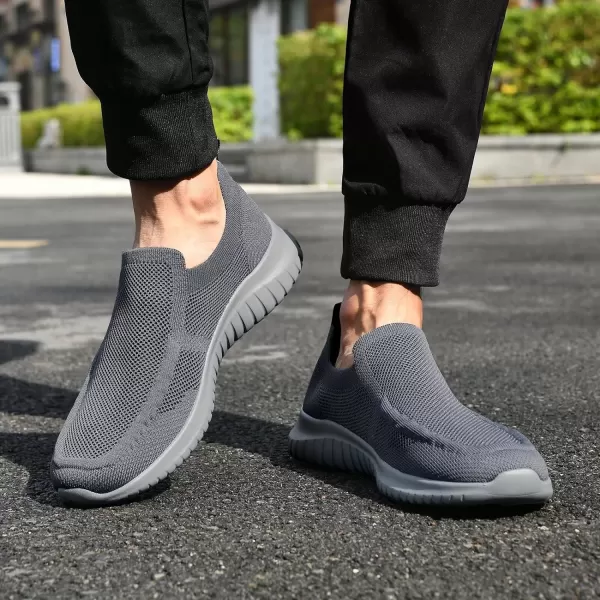 konhill Mens Breathable Tennis Shoes  Slip on Walking Casual Athletic Sneakers ShoesADark GreyGrey