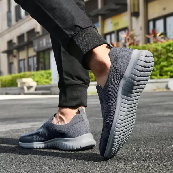 konhill Mens Breathable Tennis Shoes  Slip on Walking Casual Athletic Sneakers ShoesADark GreyGrey