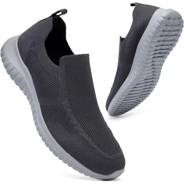 konhill Mens Breathable Tennis Shoes  Slip on Walking Casual Athletic Sneakers ShoesADark GreyGrey