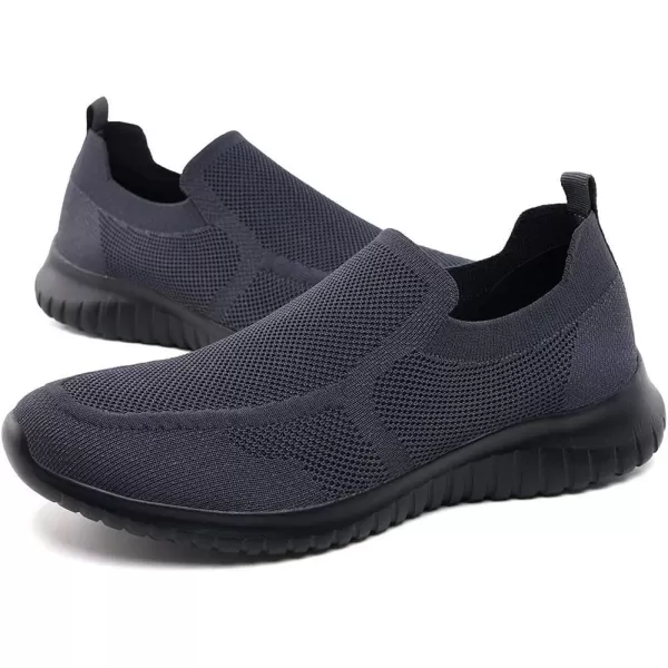 konhill Mens Breathable Tennis Shoes  Slip on Walking Casual Athletic Sneakers ShoesAGrayBlack