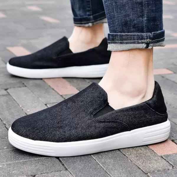 konhill Slip on Sneaker for Men Casual Knit Boat Loafers Walking Shoes Driving Work Memory Skate Foam Shoes22017dBlack