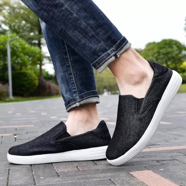 konhill Slip on Sneaker for Men Casual Knit Boat Loafers Walking Shoes Driving Work Memory Skate Foam Shoes22017dBlack