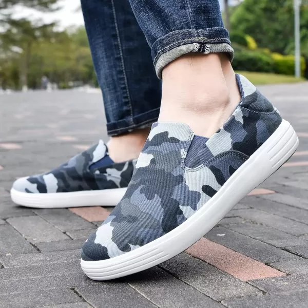 konhill Slip on Sneaker for Men Casual Knit Boat Loafers Walking Shoes Driving Work Memory Skate Foam Shoes22017dBlue Camo