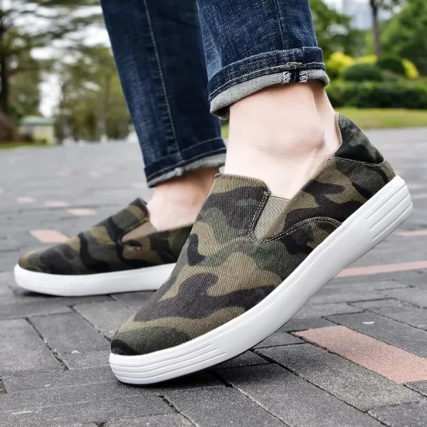 konhill Slip on Sneaker for Men Casual Knit Boat Loafers Walking Shoes Driving Work Memory Skate Foam Shoes22017dGreen Camo