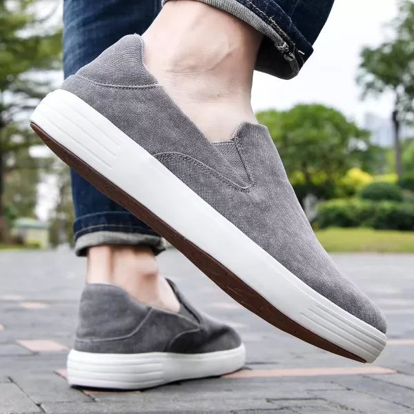 konhill Slip on Sneaker for Men Casual Knit Boat Loafers Walking Shoes Driving Work Memory Skate Foam Shoes22017dLight Grey