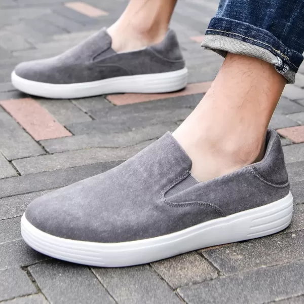 konhill Slip on Sneaker for Men Casual Knit Boat Loafers Walking Shoes Driving Work Memory Skate Foam Shoes22017dLight Grey