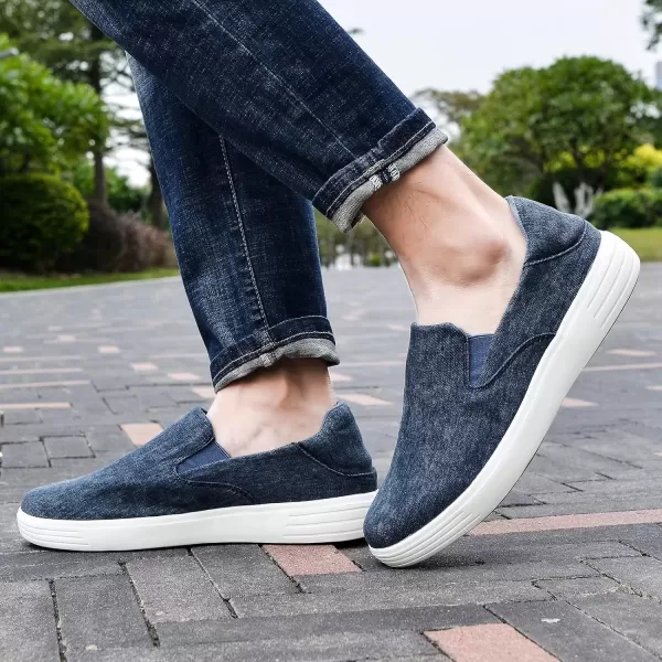 konhill Slip on Sneaker for Men Casual Knit Boat Loafers Walking Shoes Driving Work Memory Skate Foam Shoes22017dNavy