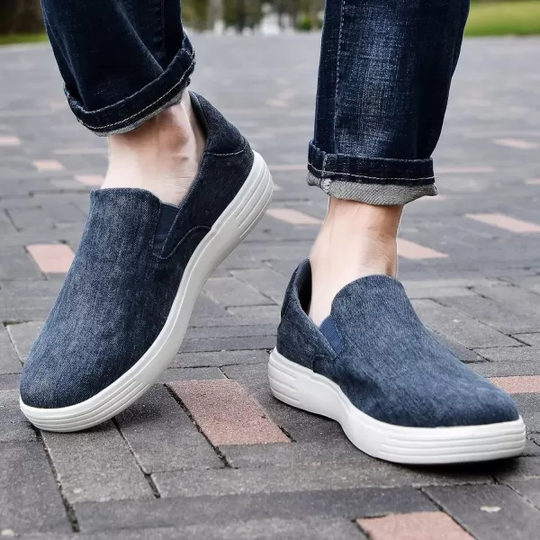 konhill Slip on Sneaker for Men Casual Knit Boat Loafers Walking Shoes Driving Work Memory Skate Foam Shoes22017dNavy