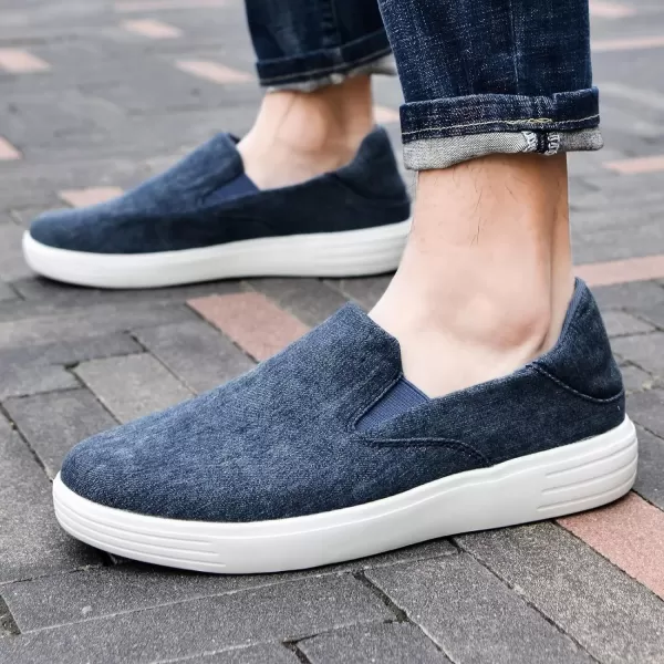 konhill Slip on Sneaker for Men Casual Knit Boat Loafers Walking Shoes Driving Work Memory Skate Foam Shoes22017dNavy