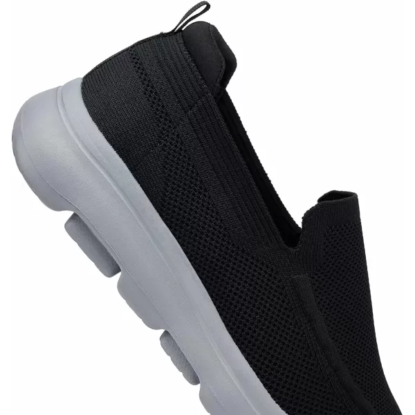 konhill Slip on Sneaker for Men Casual Knit Boat Loafers Walking Shoes Driving Work Memory Skate Foam ShoesABlackGrey