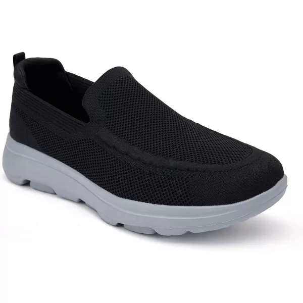 konhill Slip on Sneaker for Men Casual Knit Boat Loafers Walking Shoes Driving Work Memory Skate Foam ShoesABlackGrey
