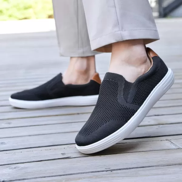 konhill Slip on Sneaker for Men Casual Knit Boat Loafers Walking Shoes Driving Work Memory Skate Foam ShoesABlackWhite