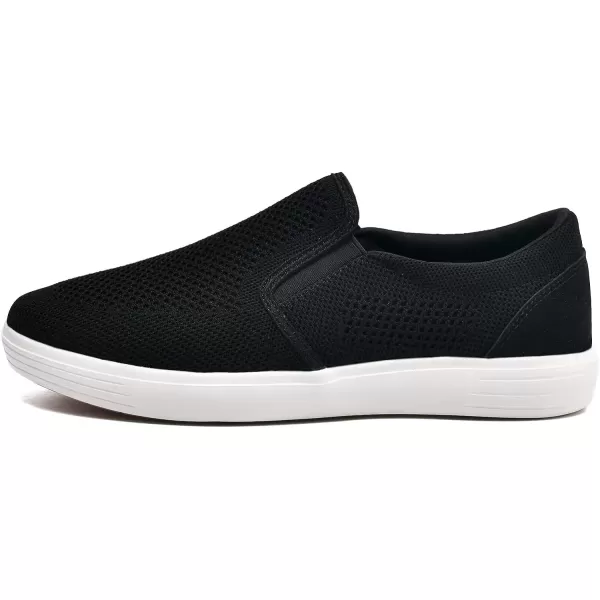 konhill Slip on Sneaker for Men Casual Knit Boat Loafers Walking Shoes Driving Work Memory Skate Foam ShoesBBlackWhite