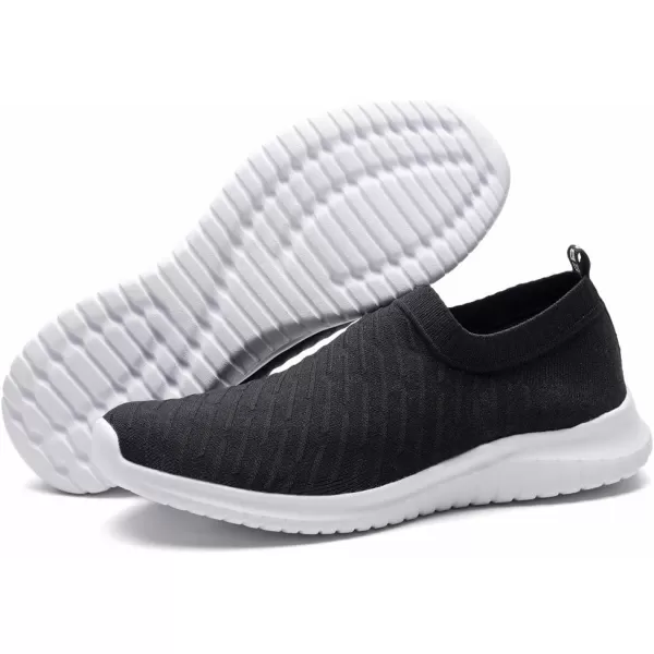 konhill Womens Slip On Sneakers Non Slip Walking Shoes Breathable Mesh Work Casual Lightweight Tennis Workout Shoes0617 Black