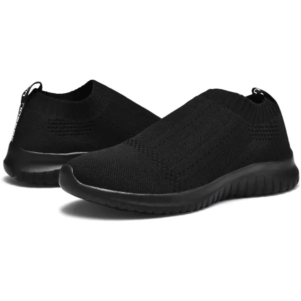 konhill Womens Slip On Sneakers Non Slip Walking Shoes Breathable Mesh Work Casual Lightweight Tennis Workout Shoes0627 All Black