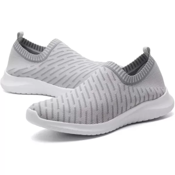 konhill Womens Slip On Sneakers Non Slip Walking Shoes Breathable Mesh Work Casual Lightweight Tennis Workout Shoes2108 Lgray