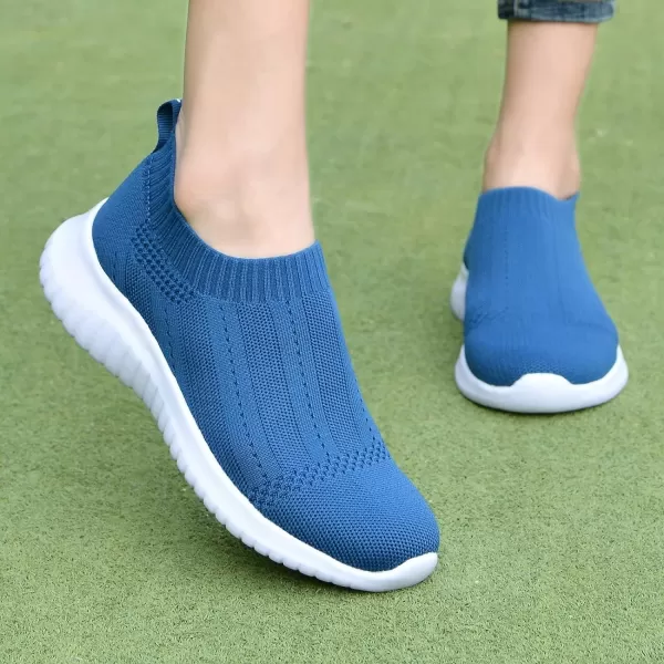 konhill Womens Slip On Sneakers Non Slip Walking Shoes Breathable Mesh Work Casual Lightweight Tennis Workout Shoes8822 Blue