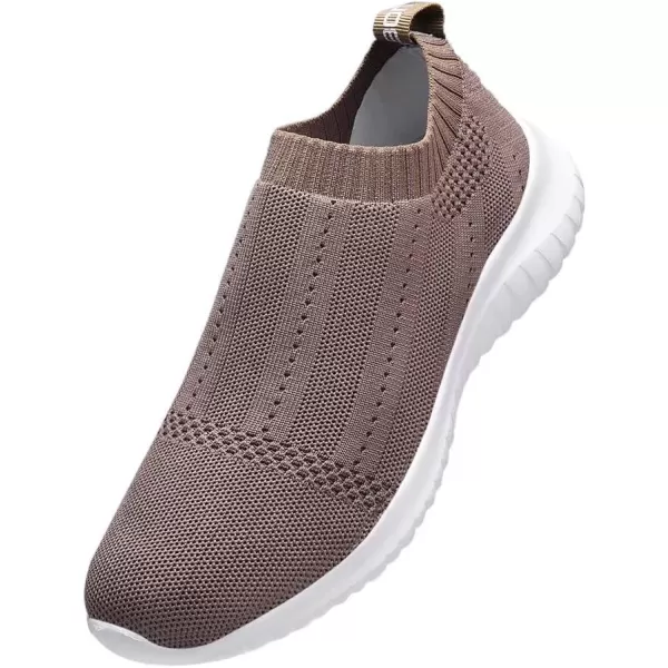 konhill Womens Slip On Sneakers Non Slip Walking Shoes Breathable Mesh Work Casual Lightweight Tennis Workout Shoes8822 Brown