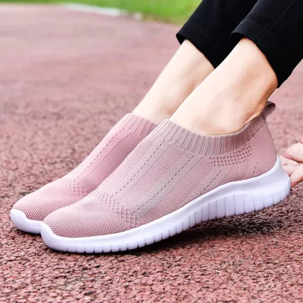 konhill Womens Slip On Sneakers Non Slip Walking Shoes Breathable Mesh Work Casual Lightweight Tennis Workout Shoes8822 Mauve