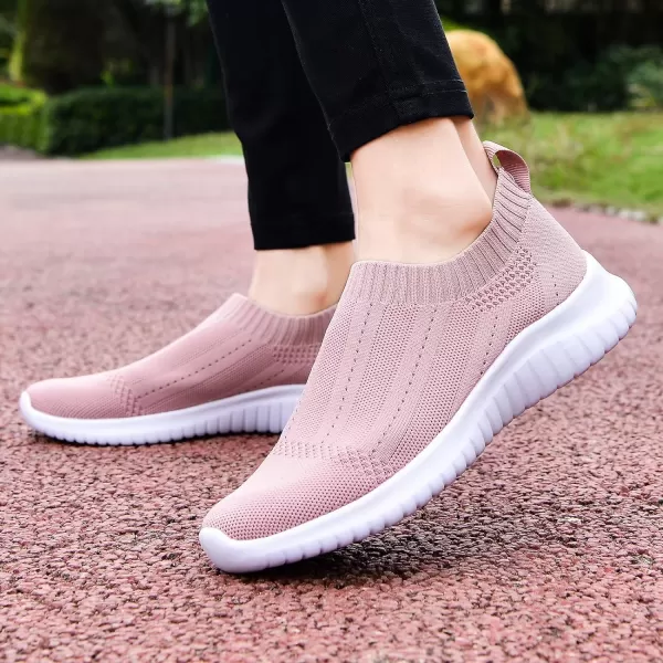 konhill Womens Slip On Sneakers Non Slip Walking Shoes Breathable Mesh Work Casual Lightweight Tennis Workout Shoes8822 Mauve