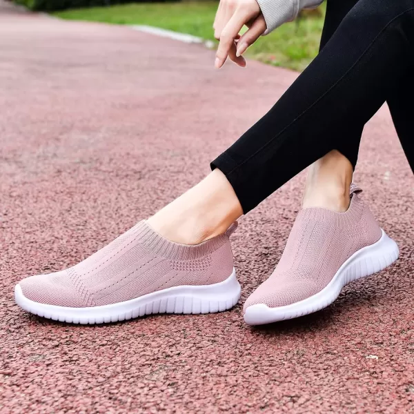 konhill Womens Slip On Sneakers Non Slip Walking Shoes Breathable Mesh Work Casual Lightweight Tennis Workout Shoes8822 Mauve