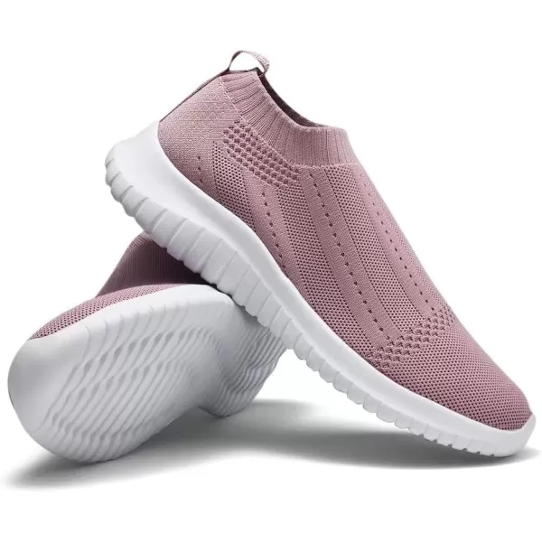 konhill Womens Slip On Sneakers Non Slip Walking Shoes Breathable Mesh Work Casual Lightweight Tennis Workout Shoes8822 Mauve