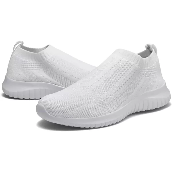 konhill Womens Slip On Sneakers Non Slip Walking Shoes Breathable Mesh Work Casual Lightweight Tennis Workout Shoes8822 White