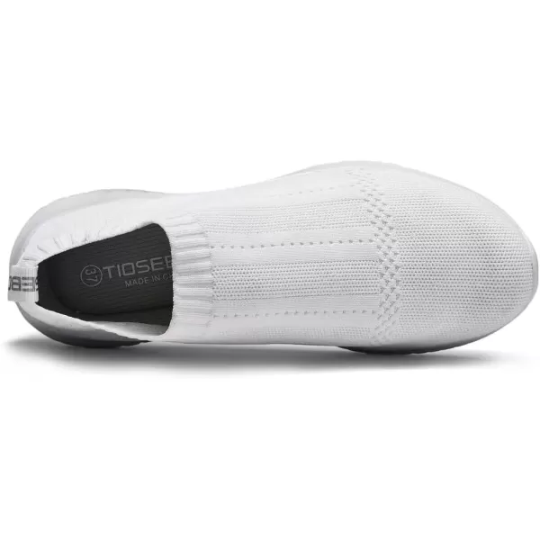 konhill Womens Slip On Sneakers Non Slip Walking Shoes Breathable Mesh Work Casual Lightweight Tennis Workout Shoes8822 White