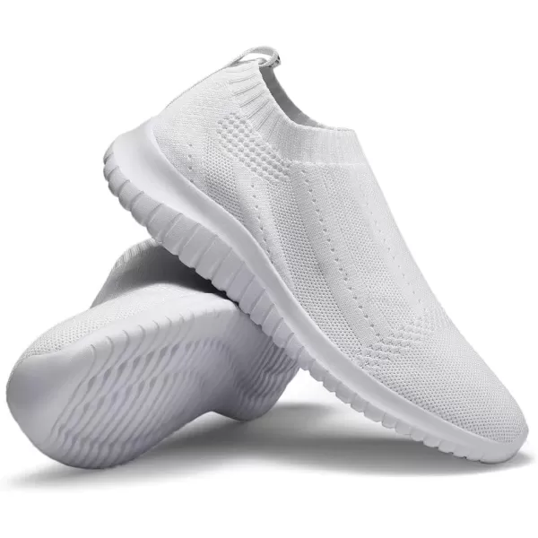 konhill Womens Slip On Sneakers Non Slip Walking Shoes Breathable Mesh Work Casual Lightweight Tennis Workout Shoes8822 White