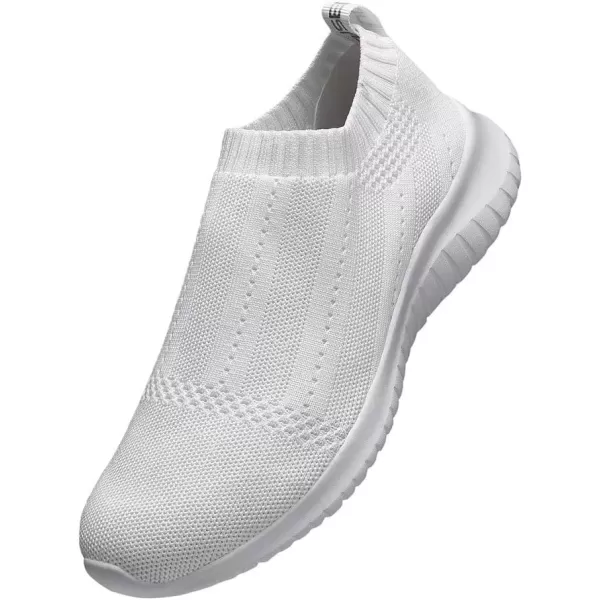 konhill Womens Slip On Sneakers Non Slip Walking Shoes Breathable Mesh Work Casual Lightweight Tennis Workout Shoes8822 White