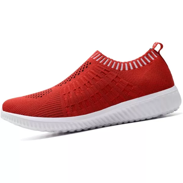 konhill Womens Slip On Walking Shoes Breathable Mesh Sneakers Work Casual Tennis Shoes0607 Red