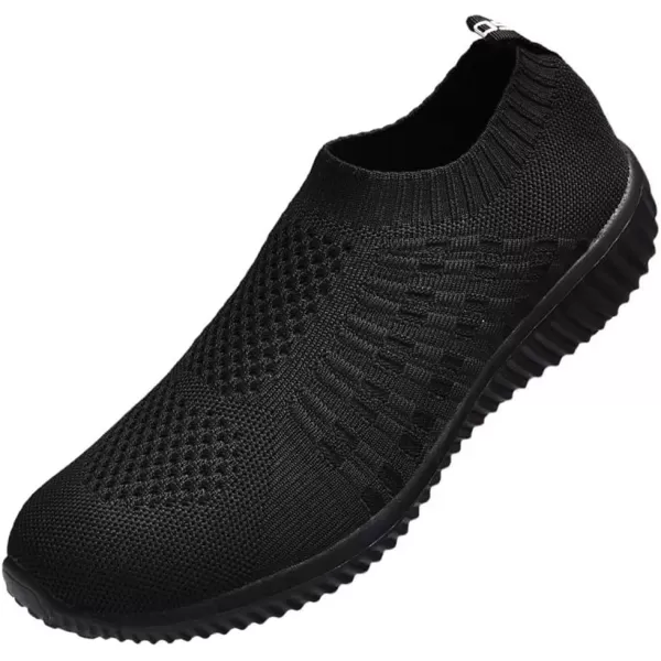 konhill Womens Slip On Walking Shoes Breathable Mesh Sneakers Work Casual Tennis Shoes0637 All Black