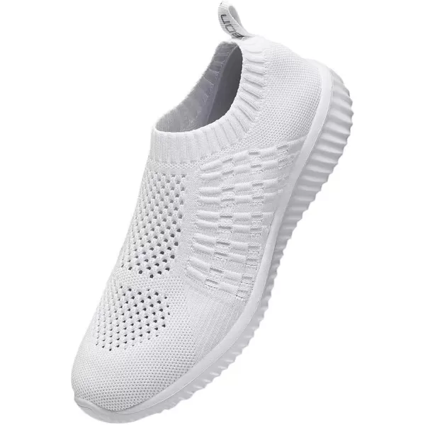 konhill Womens Slip On Walking Shoes Breathable Mesh Sneakers Work Casual Tennis Shoes0701 All White