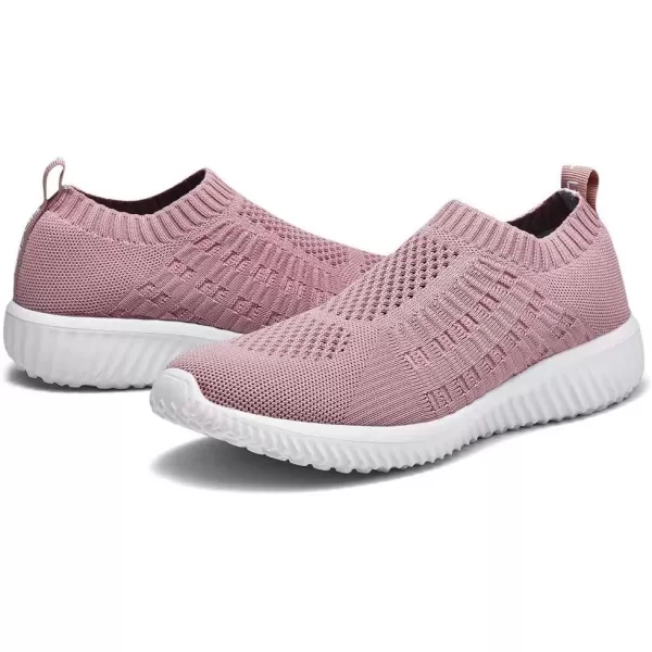 konhill Womens Slip On Walking Shoes Breathable Mesh Sneakers Work Casual Tennis Shoes0701 Mauve